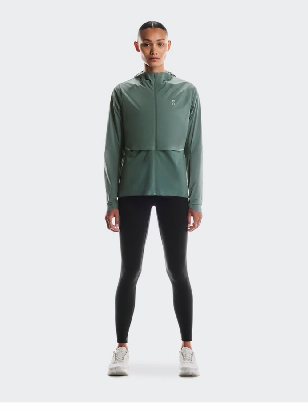 On CORE JACKET- Running Lightweight Hooded Jacket in Olive green - Picture 4 of 6